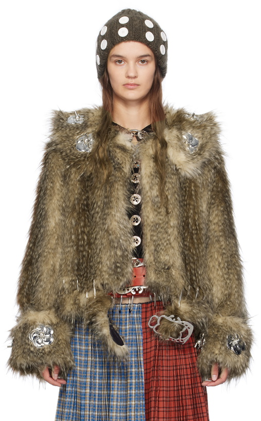 Photo: Chopova Lowena Brown Queenie Faux-Fur Jacket