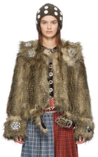 Chopova Lowena Brown Queenie Faux-Fur Jacket