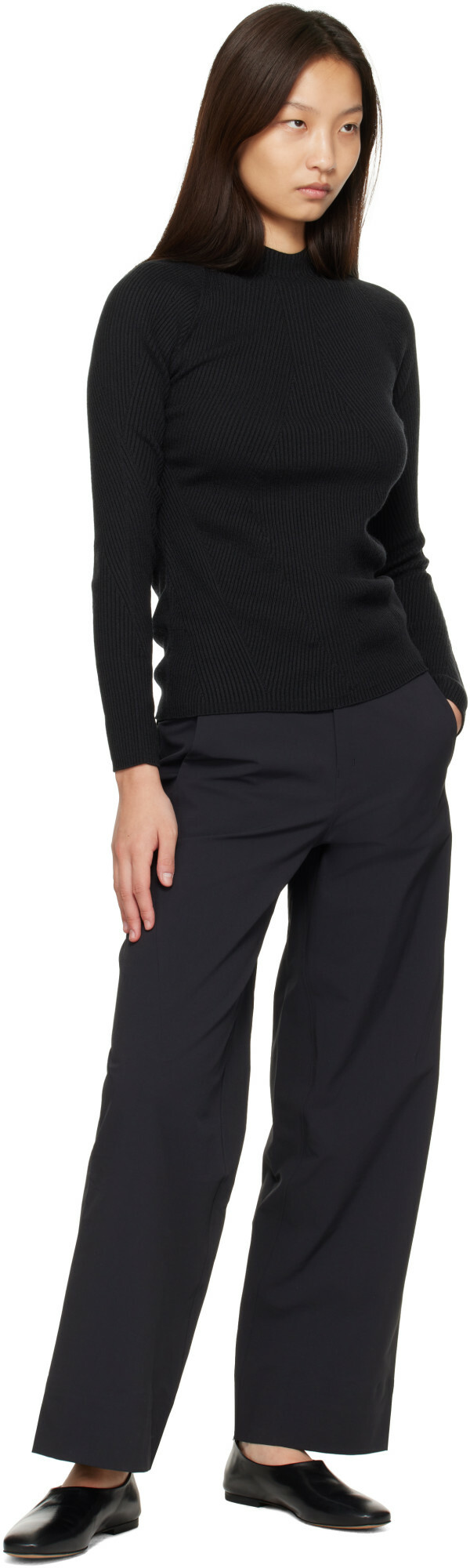 Veilance Black Conic Wool Midlayer Sweater