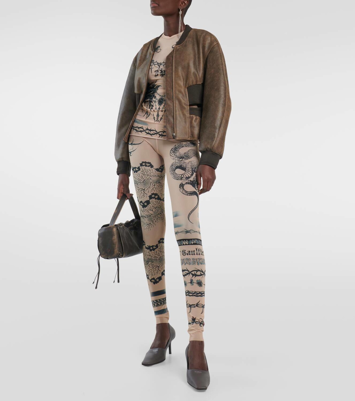 Jean Paul Gaultier x KNWLS printed mesh leggings