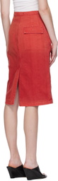 WILLY CHAVARRIA Red Workwear Zipped Denim Midi Skirt