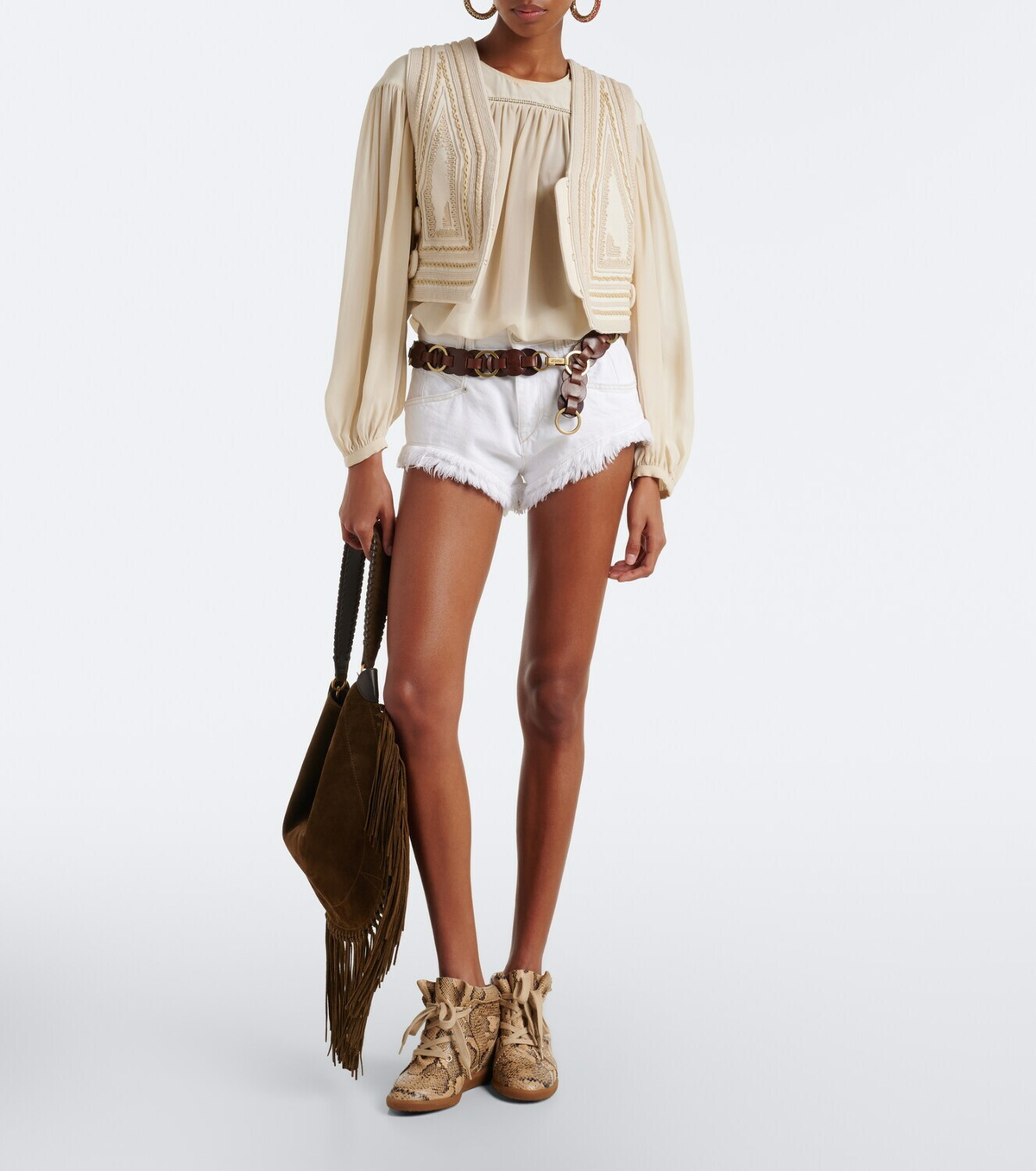Isabel Marant Bobby snake-effect leather wedge sneakers