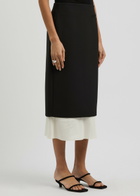 Rohe Layered Silk-satin and Woven Midi Skirt Black