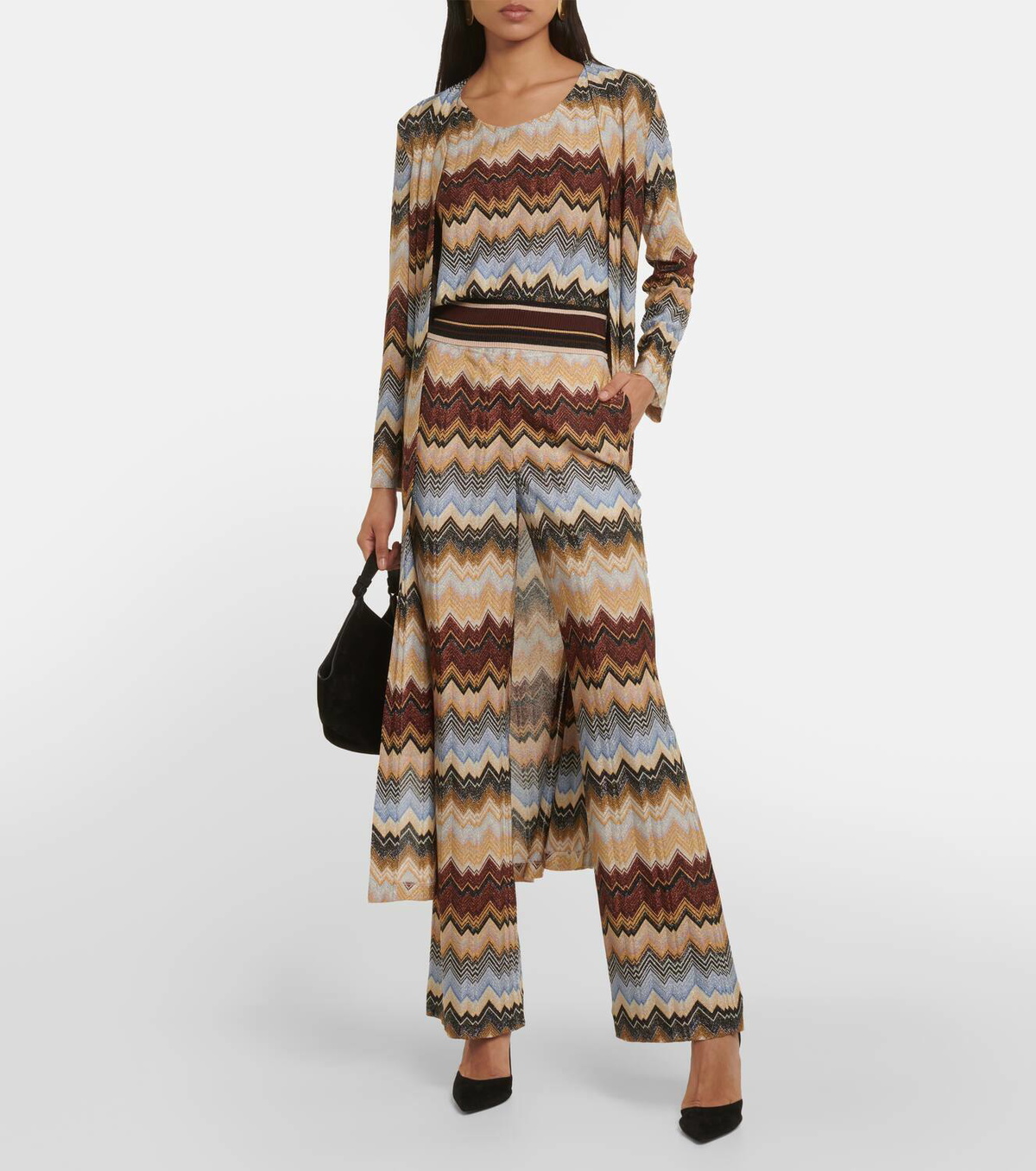 MISSONI★素敵！メタリックコットン混ストレートレッグパンツ Missoni Zig Zag metallic knit straight pants Missoni