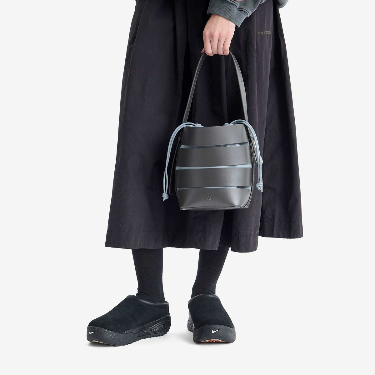 F/CE. Women's Tech Leather Cage Bucket Bag in Grey 