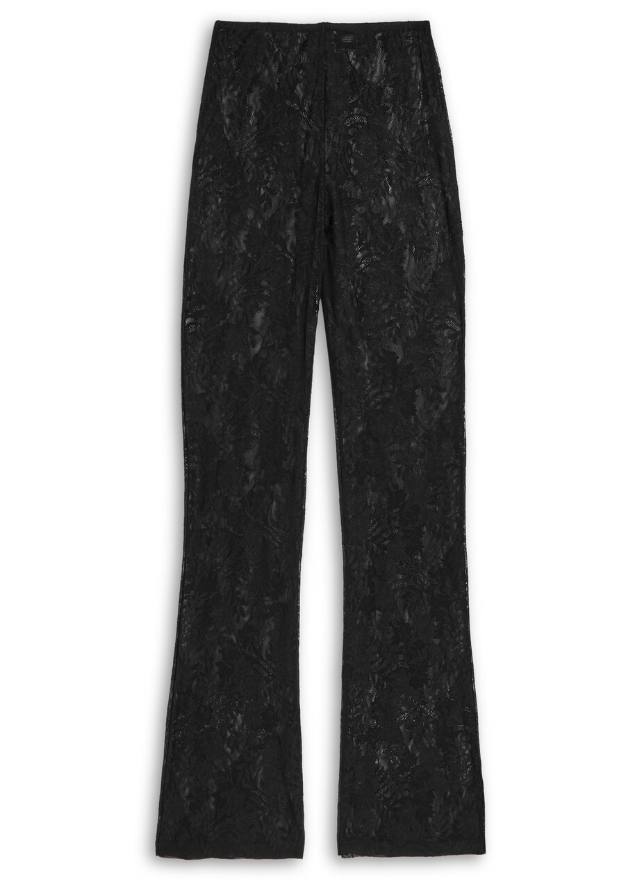 Norma Kamali Floral Guipure Lace Trousers Black