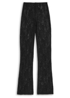 Norma Kamali Floral Guipure Lace Trousers Black