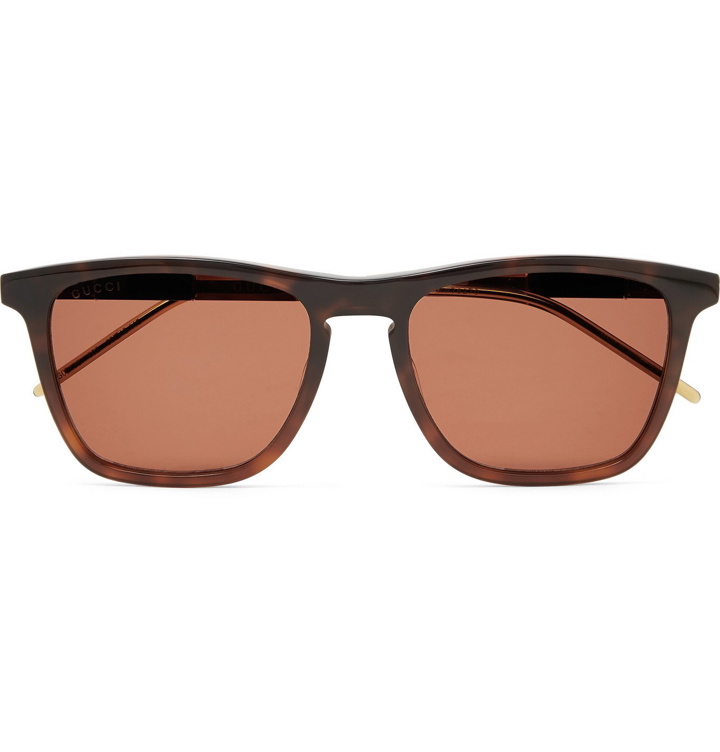 Photo: Gucci - Square-Frame Tortoiseshell Acetate and Gold-Tone Sunglasses - Brown