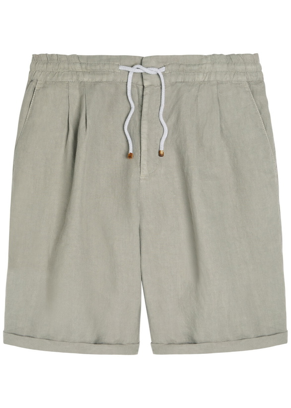 Photo: Brunello Cucinelli Bermuda Linen Shorts Khaki