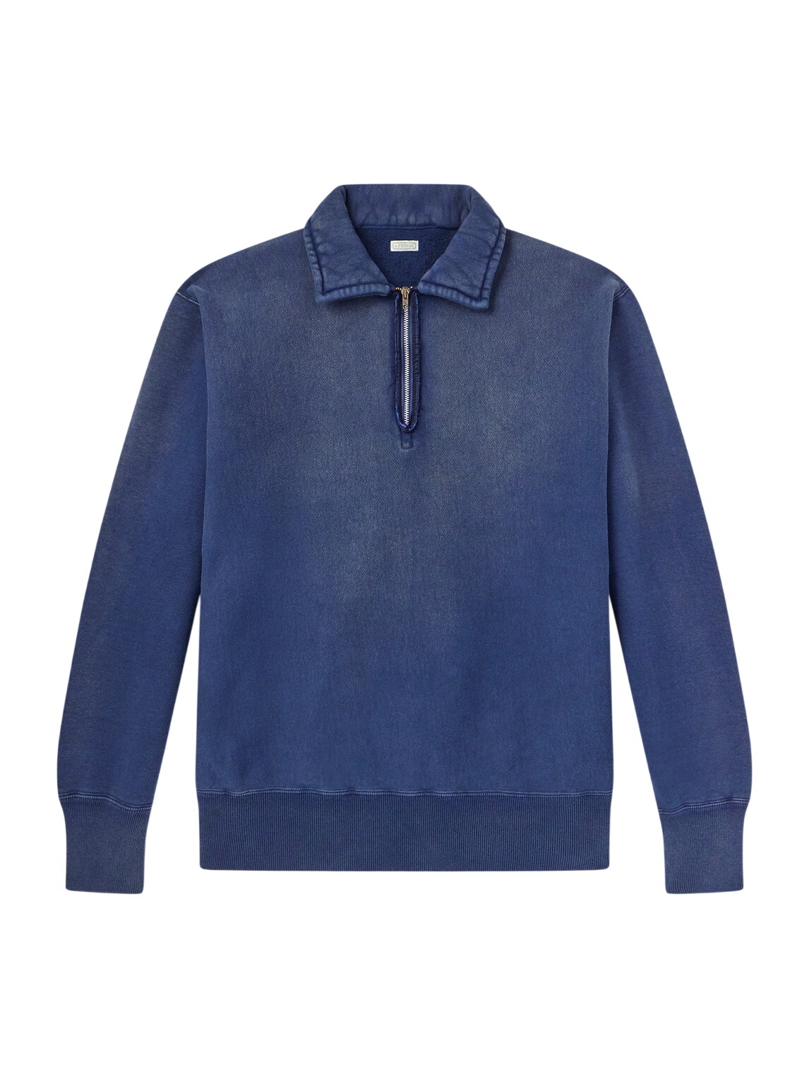 A.PRESSE - Distressed Cotton-Jersey Half-Zip Sweatshirt - Green A
