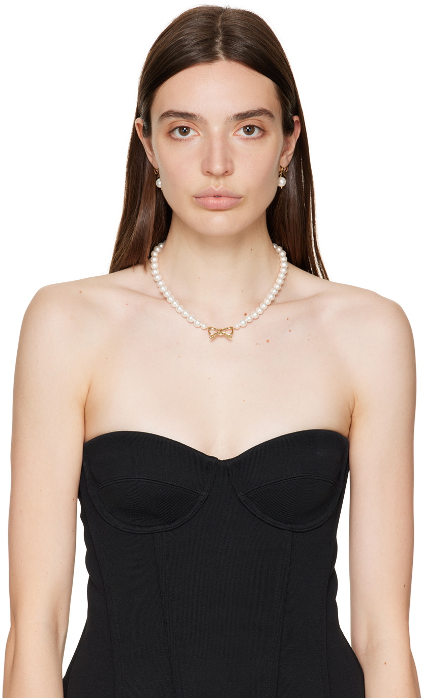 NUMBERING☆#9701 Ribbon Pearl Necklace Numbering White #9701 Ribbon Pearl Necklace Numbering