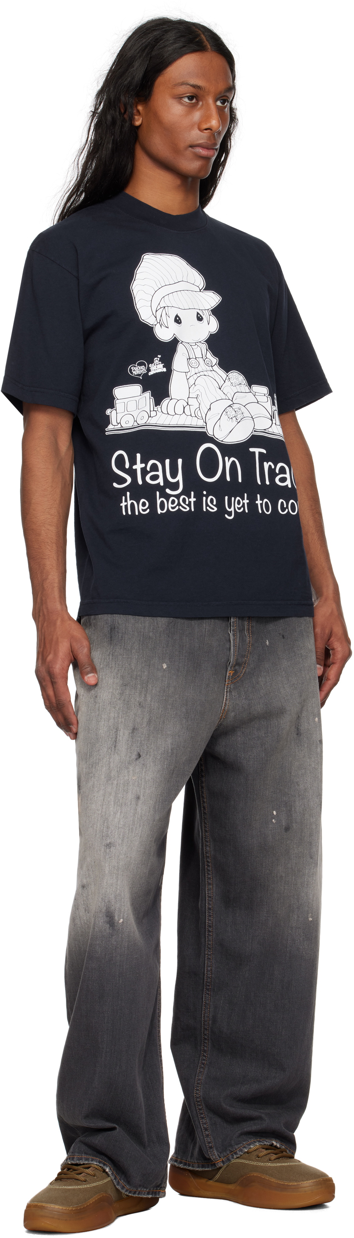 Online Ceramics Navy Precious Moments 'Stay On Track' T