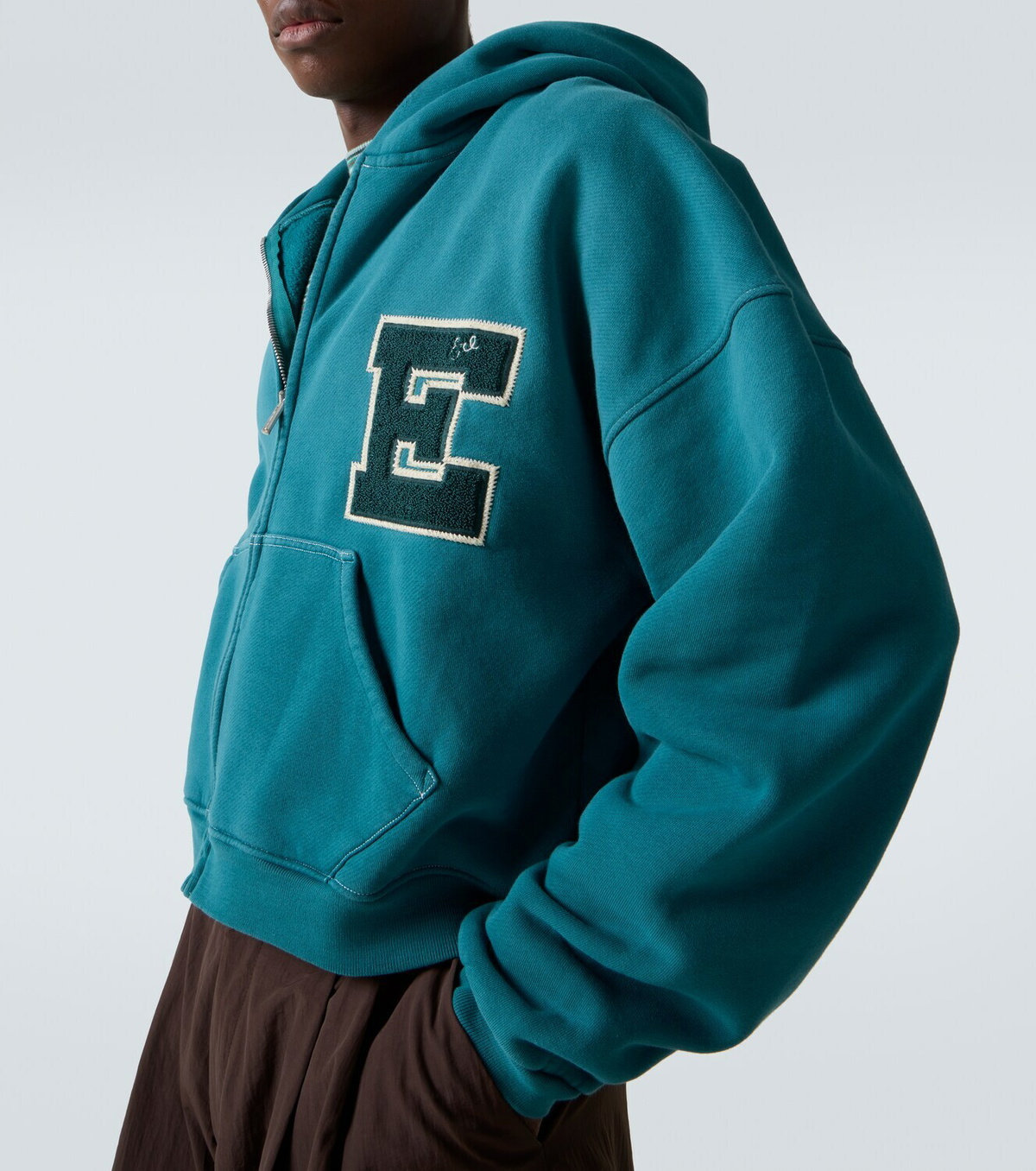 ERL Hooded cotton fleece zip-up sweatshirt