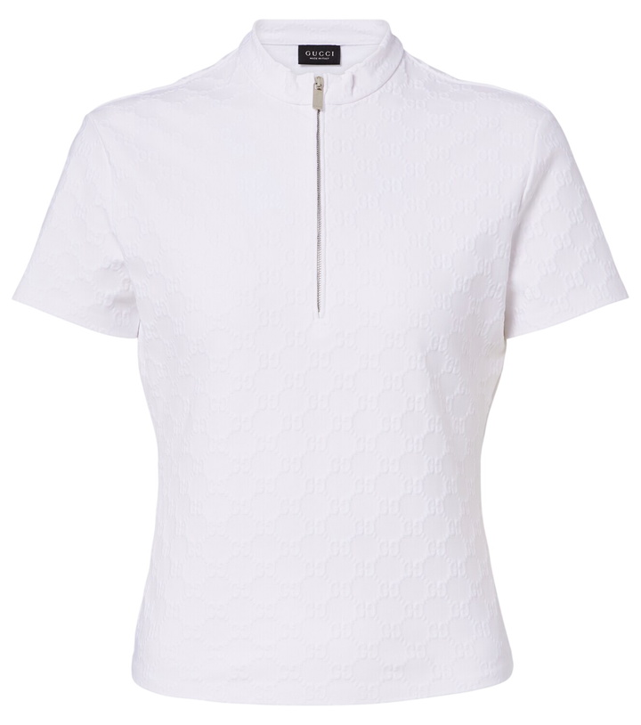 Photo: Gucci GG jersey jacquard half-zip top