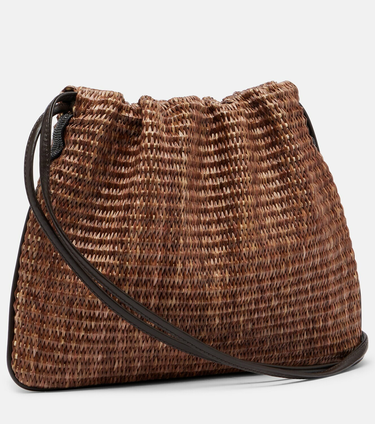 Brunello Cucinelli Mellow Small raffia-effect crossbody bag