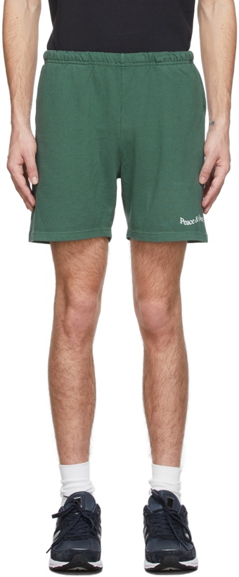 Photo: Museum of Peace & Quiet Green SSENSE Exclusive Wordmark Shorts