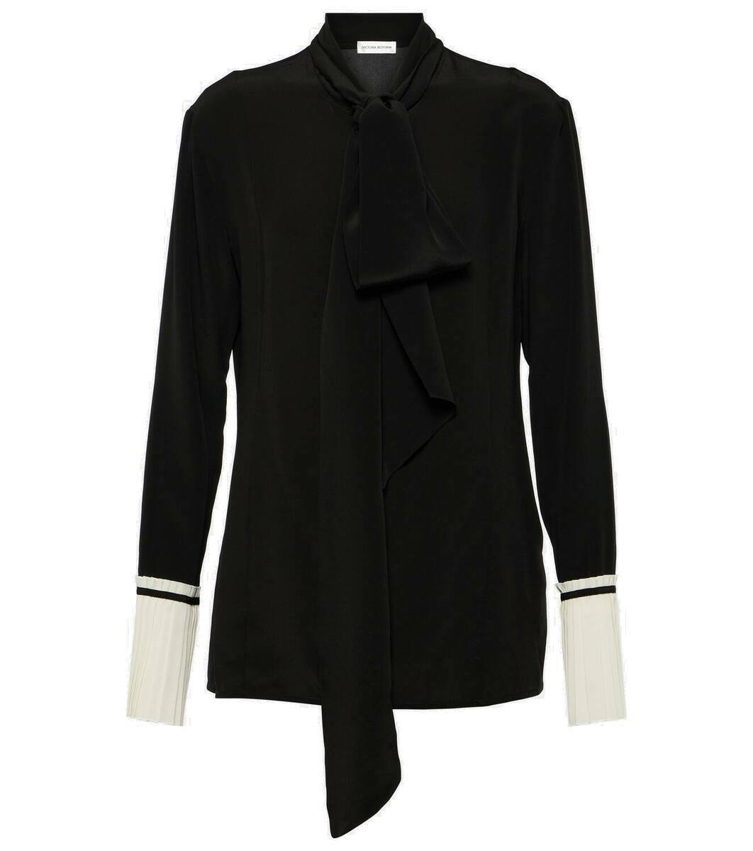 victoria beckham silk tie neck blouse