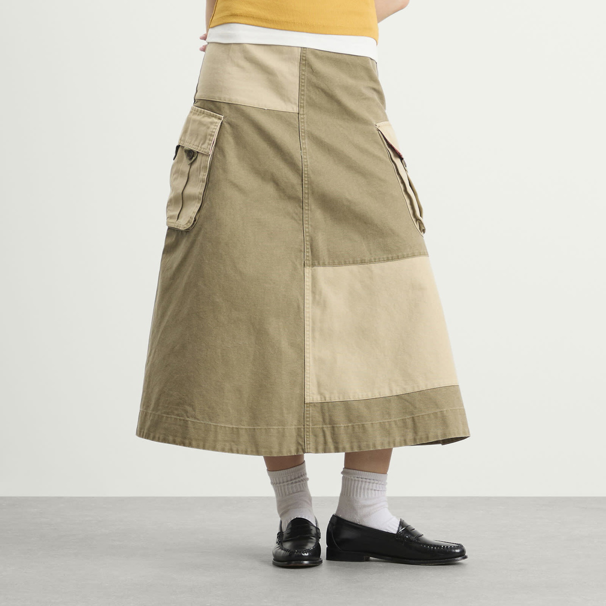 Damson Madder Women's Marcelle Barn Midi Skirt in Olive