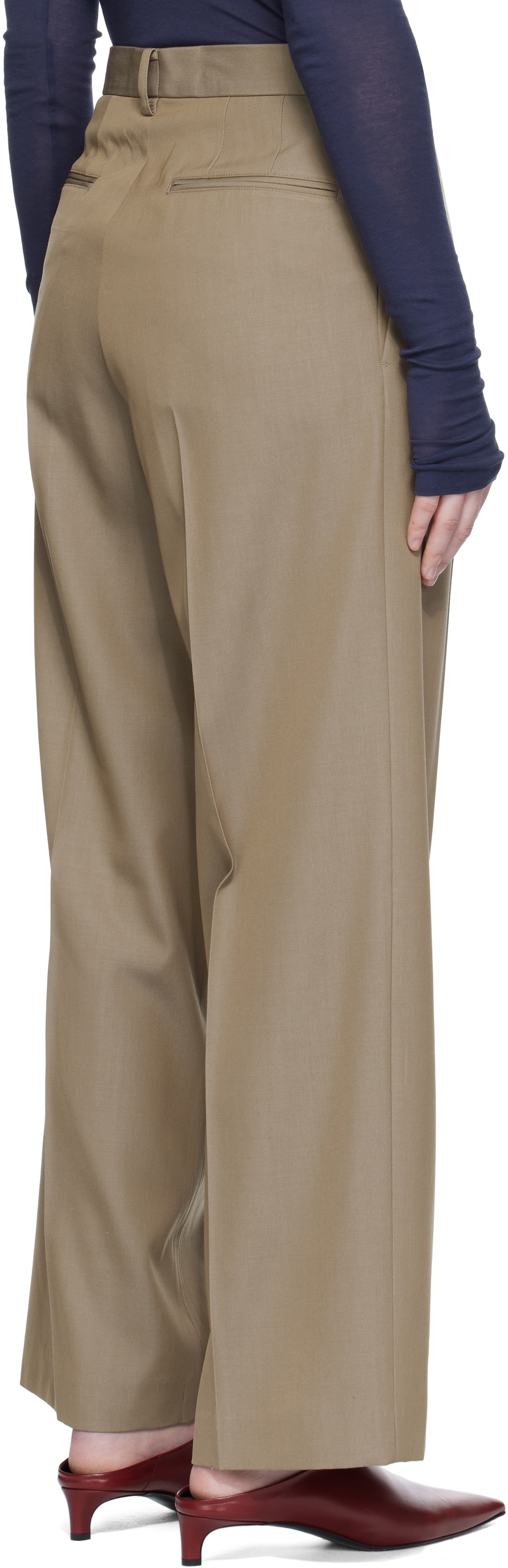 AURALEE Beige Light Wool Max Gabardine Two-Tuck Trousers
