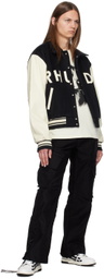 Rhude Black & Off-White Collegiate Bomber Jacket
