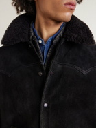 RRL - Shearling-Trimmed Suede Jacket - Black