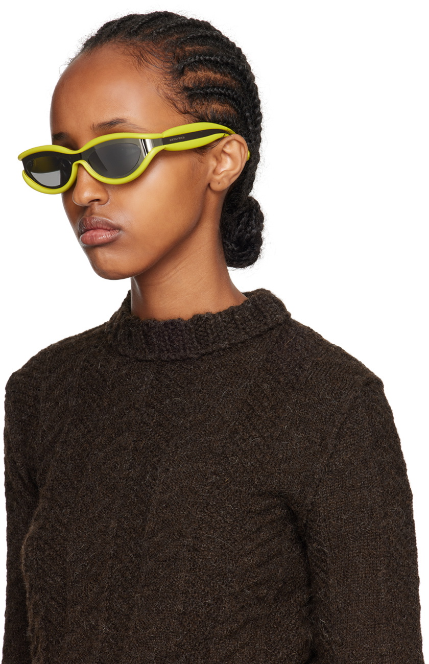 Bottega Veneta Silver & Yellow Hem Sunglasses Bottega Veneta