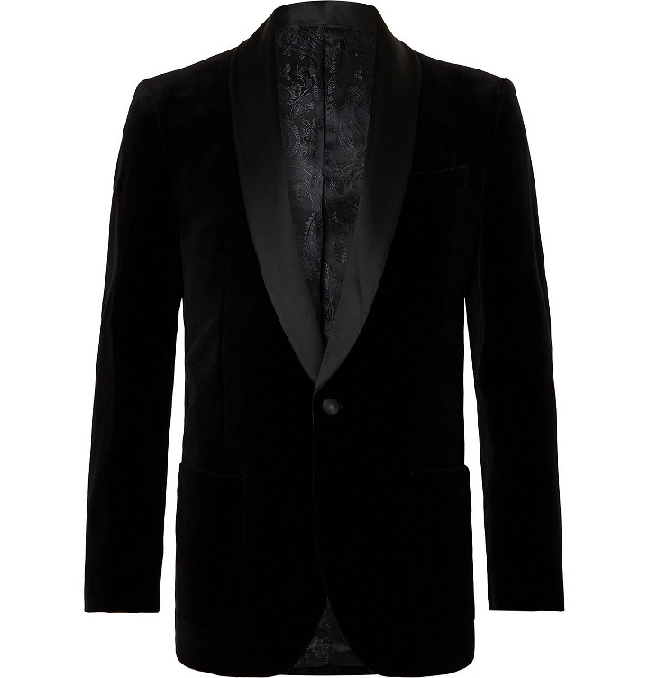 Photo: Favourbrook - Chaucer Satin-Trimmed Cotton-Velvet Tuxedo Jacket - Black
