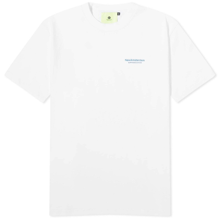Photo: New Amsterdam Surf Association Men's Name T-Shirt in White/Cobalt