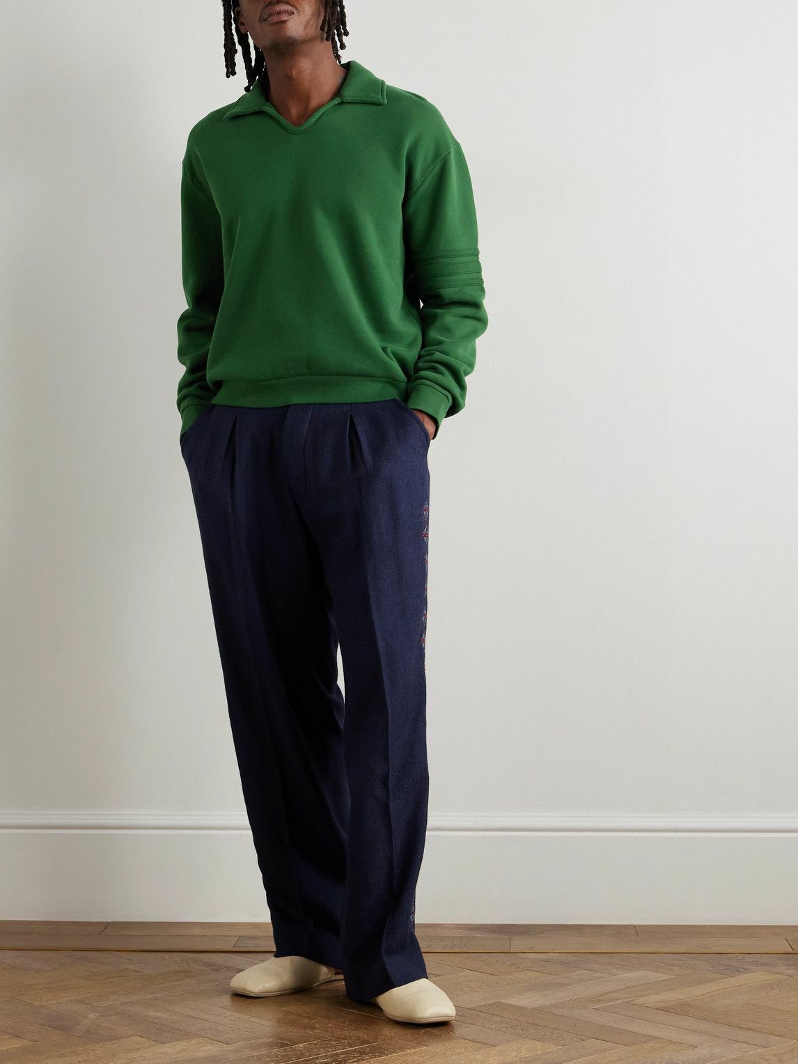 BODE - Crew Appliquéd Cotton-Jersey Sweatshirt - Green
