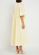 Skall Studio Nadja Pleated Cotton Midi Dress Cream