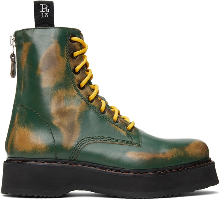 Photo: R13 Green & Tan Single Stack Boots