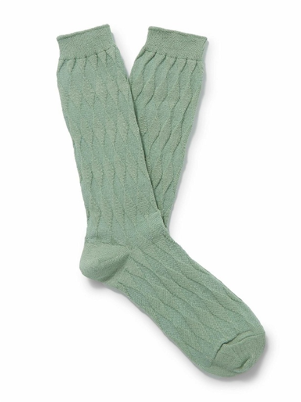 Photo: Mr P. - Jacquard-Knit Cotton-Blend Socks