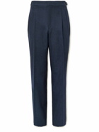 Loro Piana - Slim-Fit Straight-Leg Pleated Wool, Cotton and Cashmere-Blend Twill Suit Trousers - Blue