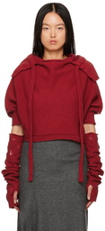 Yohji Yamamoto Red Cropped Hoodie