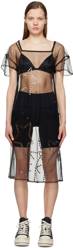 Photo: Sky High Farm Workwear Black Constellation Embroidered Midi Dress