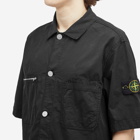 Stone Island Men's Stretch-TC Garment Dyed Short Sleeve Overshirt in Black