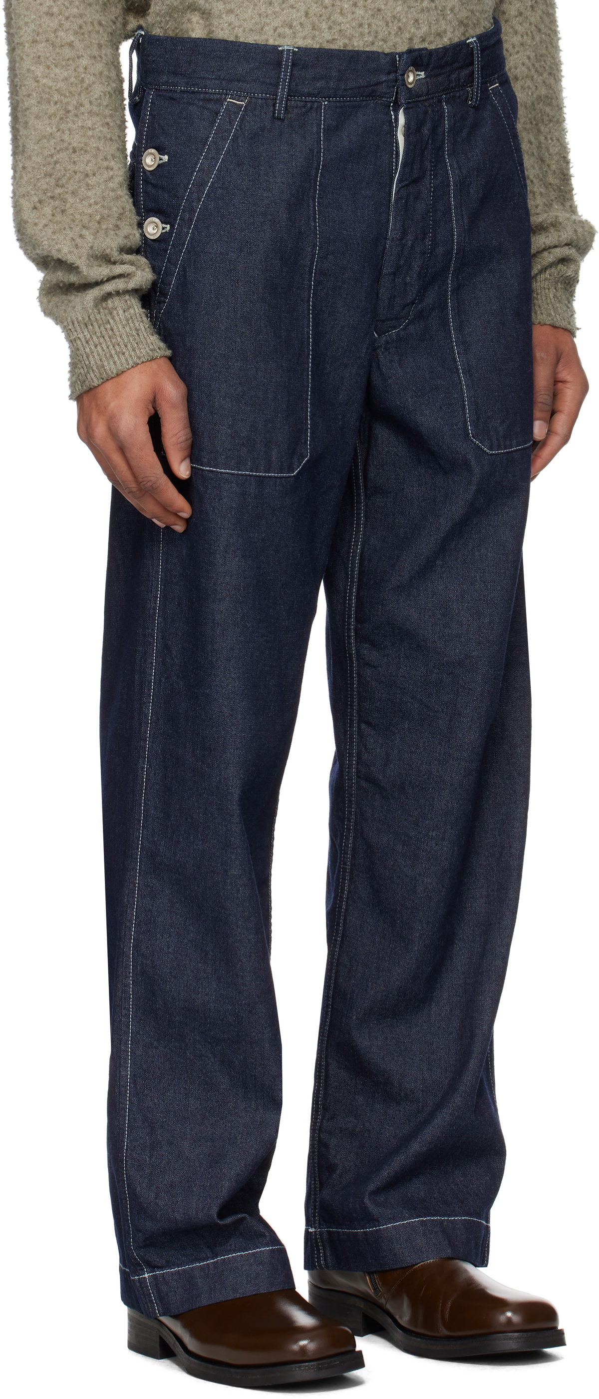 C.P. Company Blue 3/1 Denim Loose Jeans