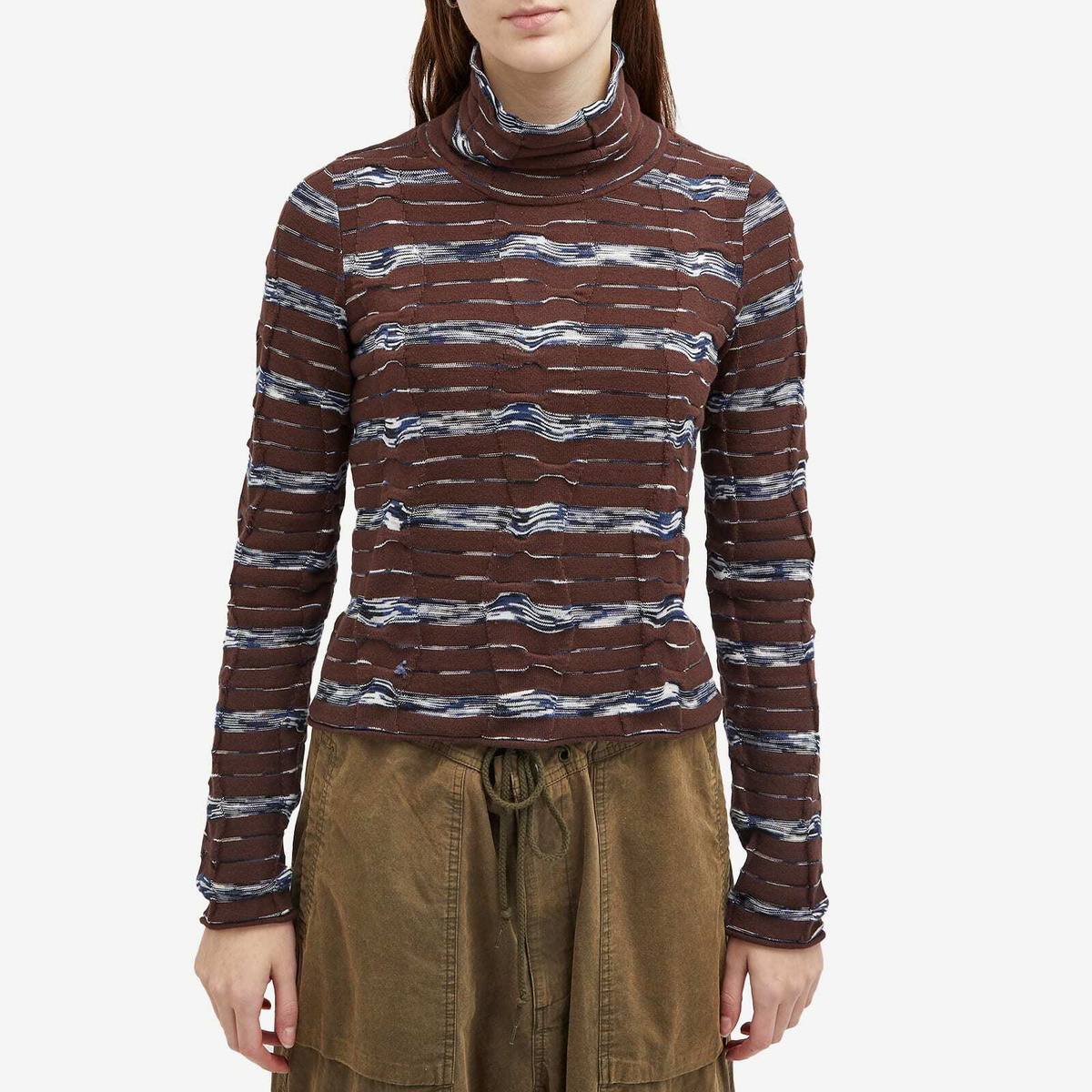 【BRAIN DEAD】SPACE DYE LONG SLEEVE MOCK NECK SWEATER BROWN Brain Dead Space Dye Long Sleeve Mock Neck Sweater, Brown