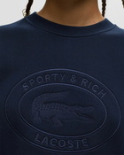 Sporty & Rich Lacoste Oval Logo Embroidered Crewneck Blue - Mens - Sweatshirts