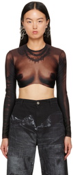 Jean Paul Gaultier Brown Graphic Long Sleeve T-Shirt
