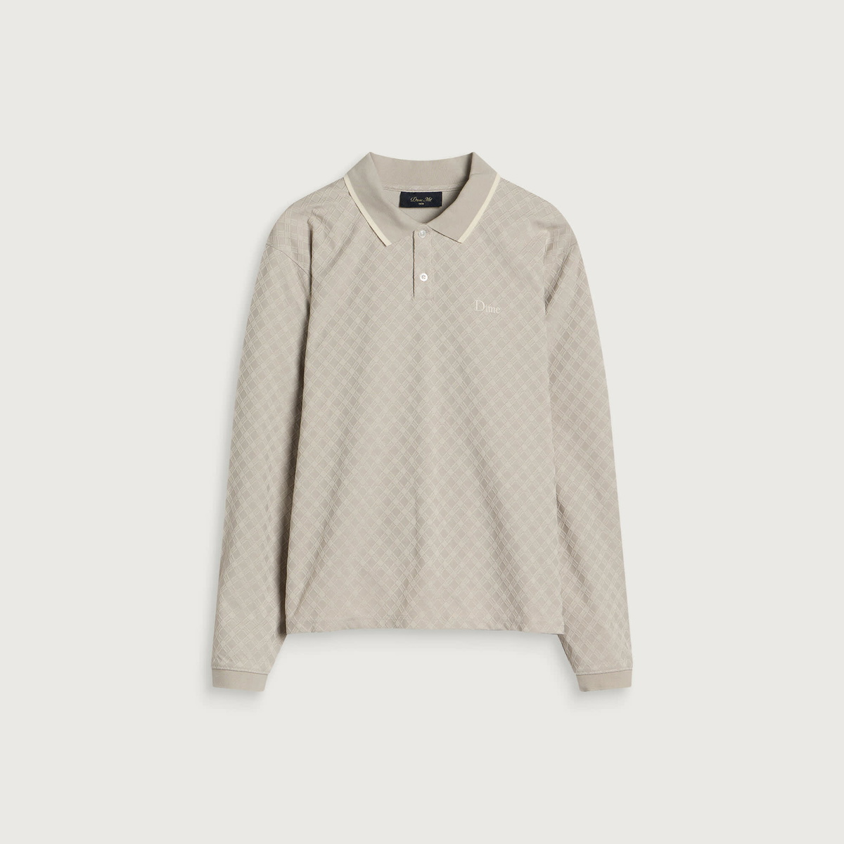 Dime Men's Jacquard Long Sleeve Polo in Beige