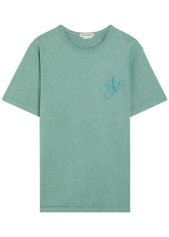 Photo: JW Anderson Ribbon Anchor Embroidered Cotton T-shirt Teal