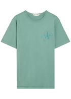 JW Anderson Ribbon Anchor Embroidered Cotton T-shirt Teal