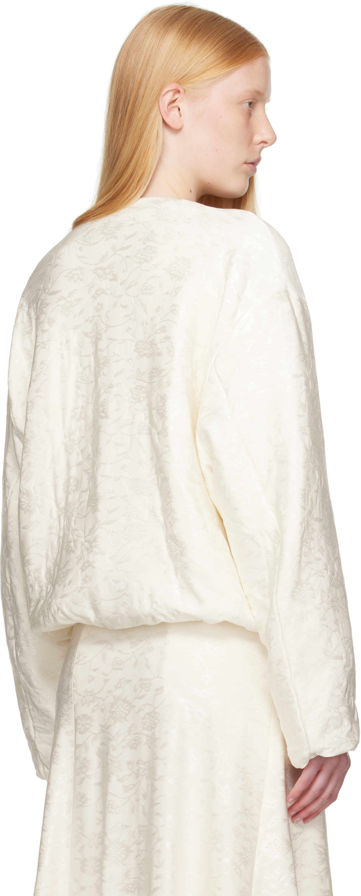 Jil Sander Off-White Jacquard Bomber Jacket