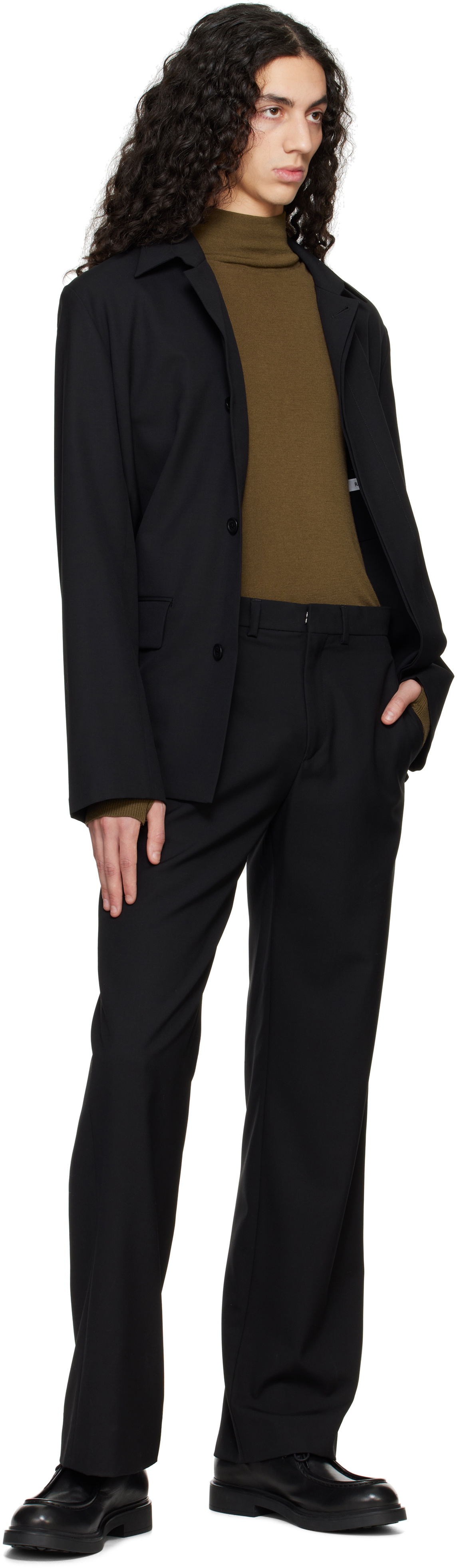 Rier Black Popeline Wool Trousers Rier