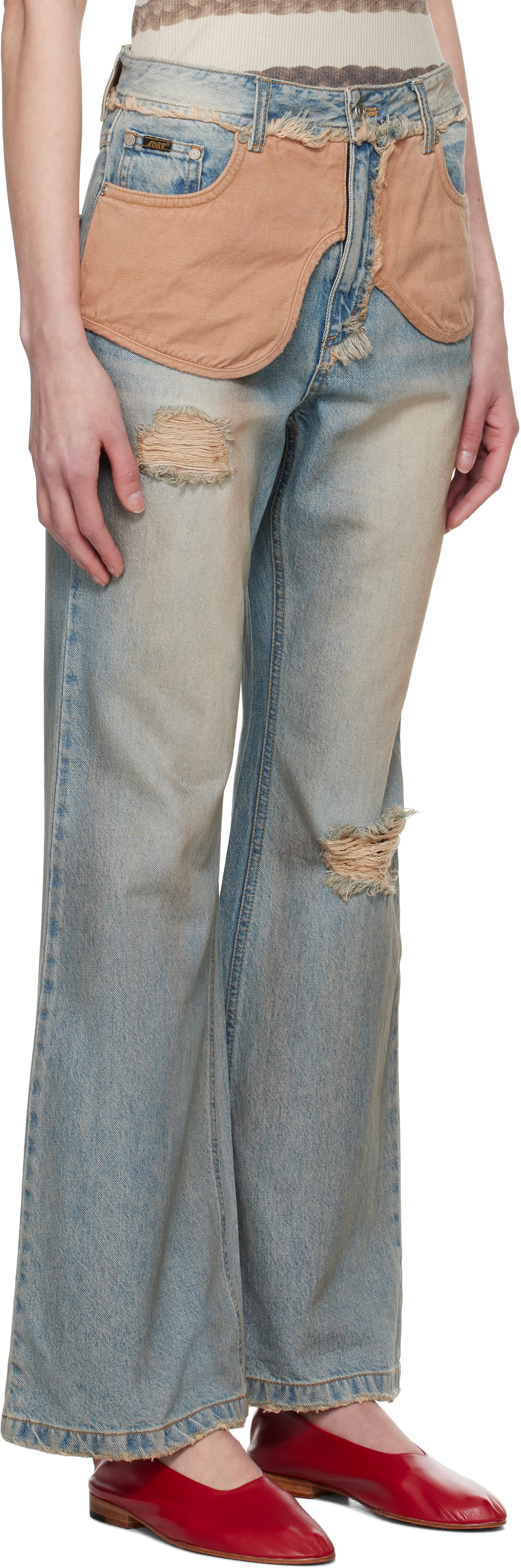 Andersson Bell Blue Deconstructed Dirty Wash Bootcut Jeans