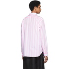 Comme des Garcons Homme Plus Pink and White Striped Shirt