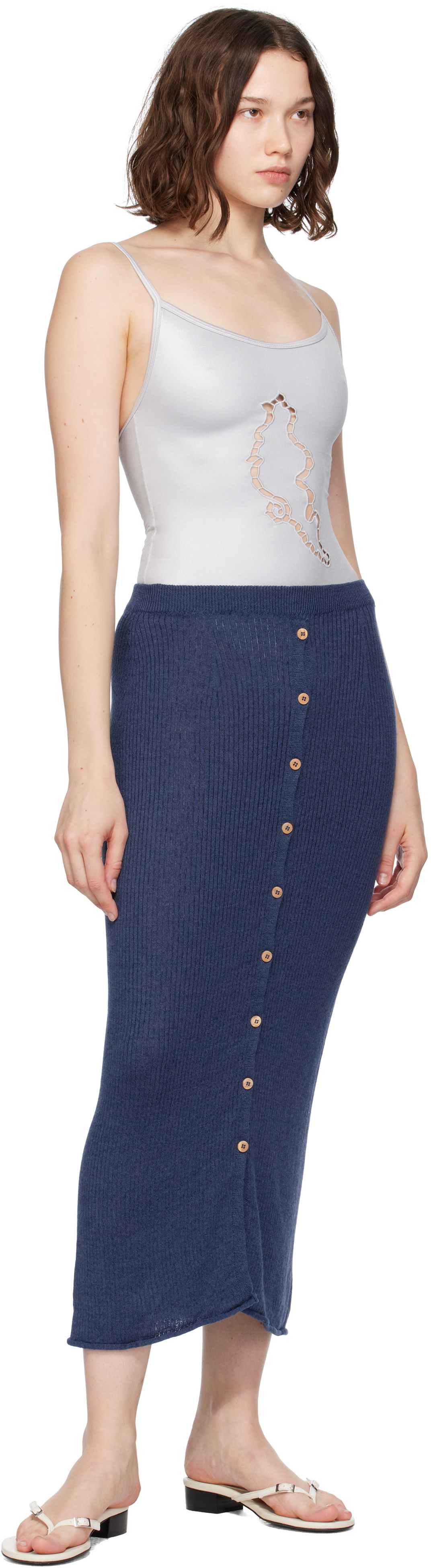 Baserange Blue Drip Midi Skirt