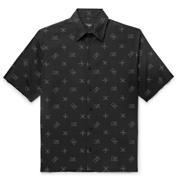 Photo: Fendi - Logo-Print Lyocell Shirt - Black