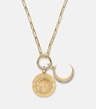 FoundRae Infinite Gratitude & Crescent 18kt gold pendant necklace with diamond